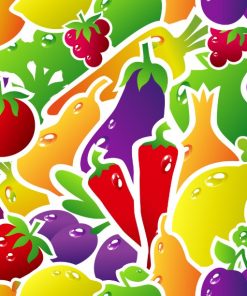 Outlined Fruits and Vegetables